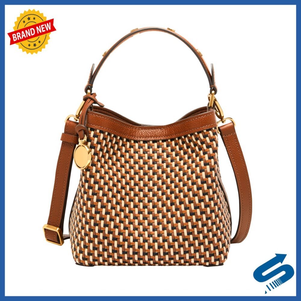 Small Bucket Crossbody Bag Elegant Minimal Chic Faux Leather Adjustable Strap